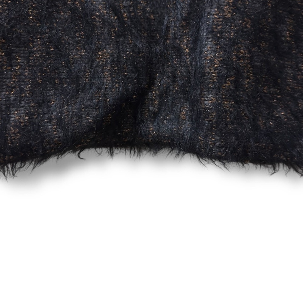 527 Jennifer Lopez | NWOT Black & Gold Metallic Fuzzy Dolman Sweater (size XS/S) - Picture 7 of 14